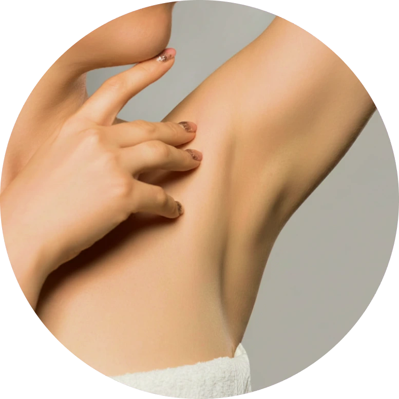 Hands demonstrating shoulder and neck treatment area